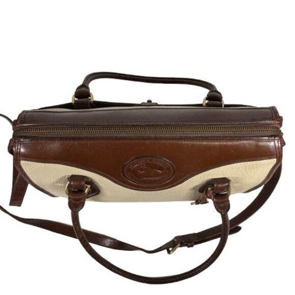 Dooney Bourke All Weather Leather Bone Brown Satchel Handbag Shoulder Bag Purse - Picture 4 of 16